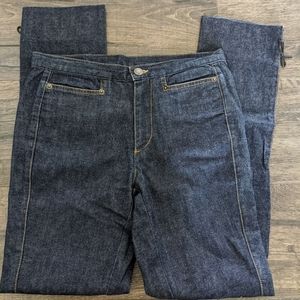 Zamasport for Gucci Dark Wash Tapered Mid-rise Jeans With Bow Detail